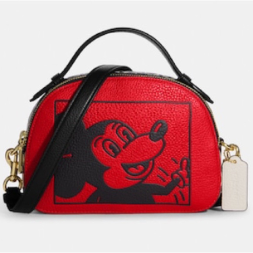 Coach Disney Mickey Mouse X Keith Haring Serena Satchel Red Multi